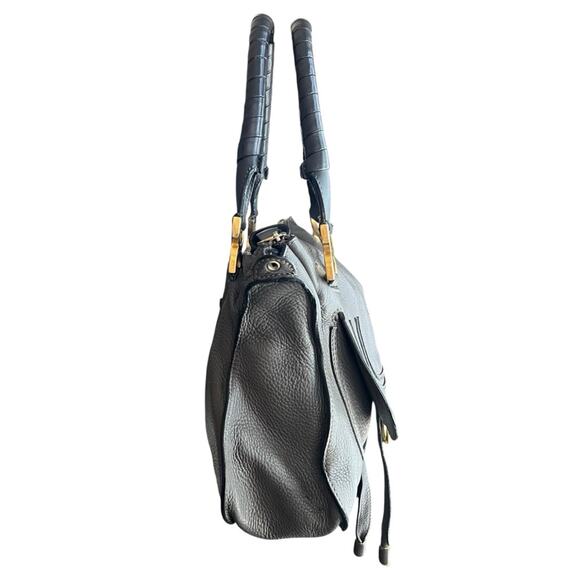 Chloe Marcie Bag Medium Size Cashmere Gray Leather Top Handle Handbag Purse - Picture 7 of 16
